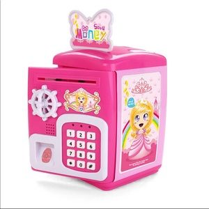 Pink piggy banks/ Using Batteries/ Using passwords/ kids piggy banks/Have music